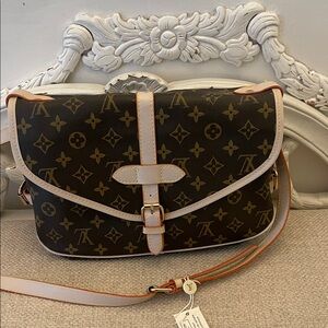 LV Monogram Crossbody with Cream Trim and Gold Hardware